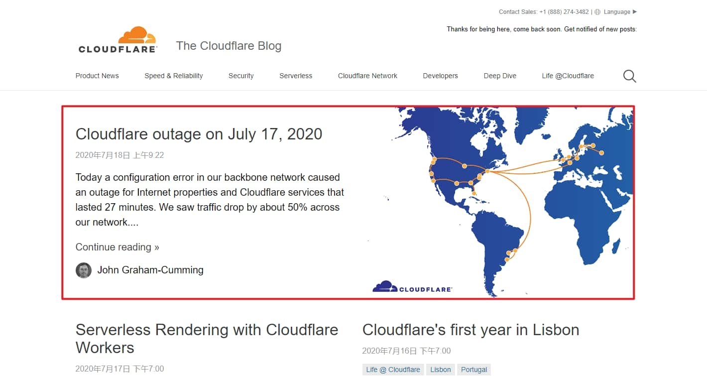 Cloudflare 博客 首页 Outages 文章